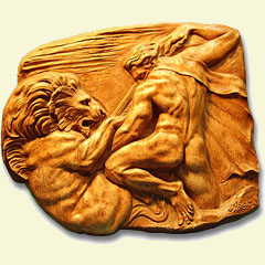 Lion fight (relief), Sculptor in Madrid