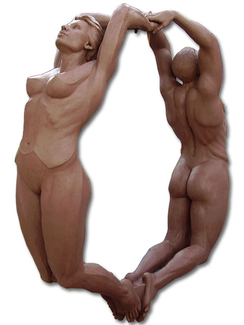 Encircled couple (perspective 2). Sculptors in Madrid